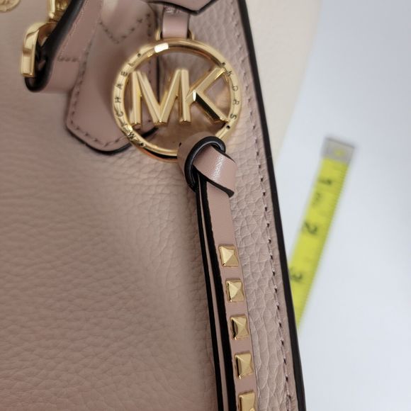 Michael Kors Kris Small Color-Block Pebbled Leather Satchel. - Picture 5 of 16